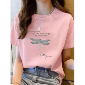 T-shirt libéllule avec citations inspirantes et grande libéllule argentée