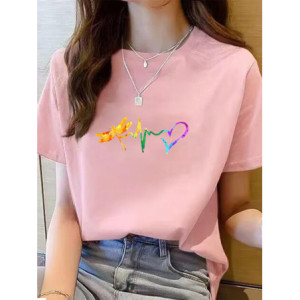 T-shirt ose avec impression battement de cœur et libéllule