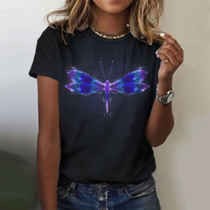 T-shirt libéllule impression multiples libéllules lumineuses