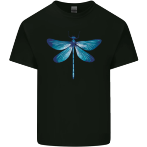 T-shirt noir avec impression grande libéllule bleue pour hommes