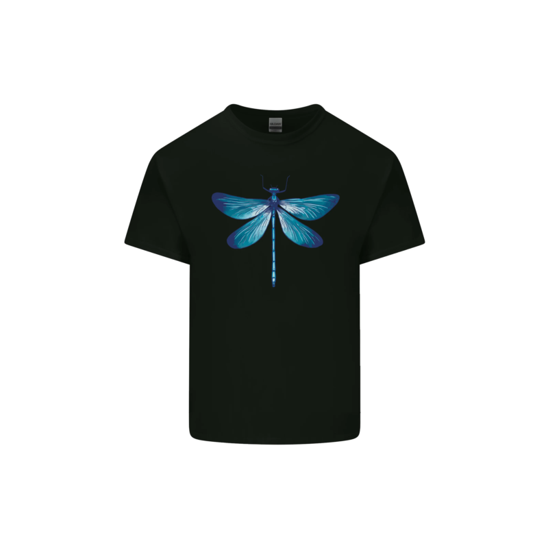 T-shirt noir avec impression grande libéllule bleue pour hommes