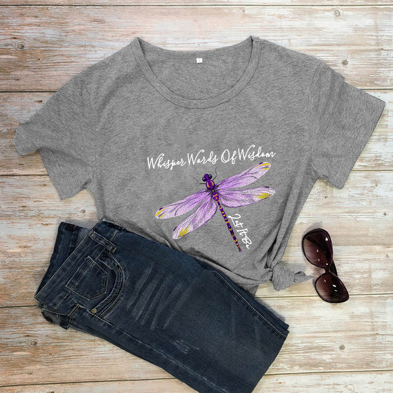 T-shirt libéllule avec citation inspirante et libellule couleur Gris fonce