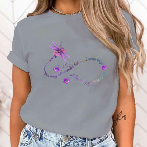 T-shirt libéllule sensibilisation à la maladie d'Alzheimer couleur Gris