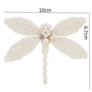 Dimensions Patch à coudre libéllule en sequins blancs - Tissé à la main - 8cm x 7.4cm