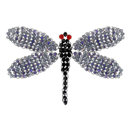 Détails Patch à coudre libéllule en sequins noirs tissé à la main - 10.1cm x 6cm
