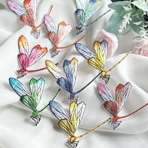 Patch brodé thermocollant libéllule multicolore  - 6 couleurs disponibles