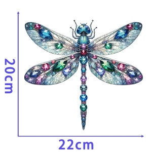 Dimensions Patch libéllule en pierres précieuses vert-bleu - Thermocollant - 22cm x 19cm