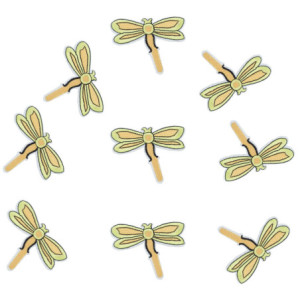 Patches libéllules jaunes brodées - 7.8cm x 6.1cm - Lot de 10 pièces