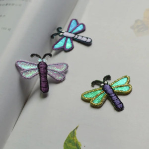 Mini patch libéllule - Thermocollant - 3.1cm x 2.7cm - Lot de 5 pièces