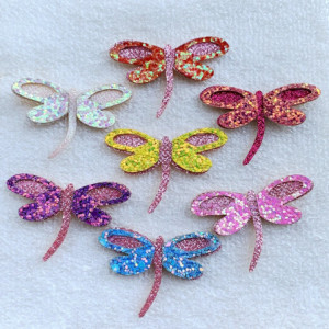 Patches libéllule Thermocollants en feutre - 3.3cm x 4cm - Lot de 10 pièces - 8 couleurs au choix