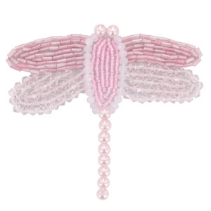 Patch à coudre libellule en strass roses - 9.1cm x 8cm