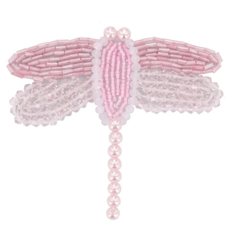 Patch à coudre libellule en strass roses - 9.1cm x 8cm