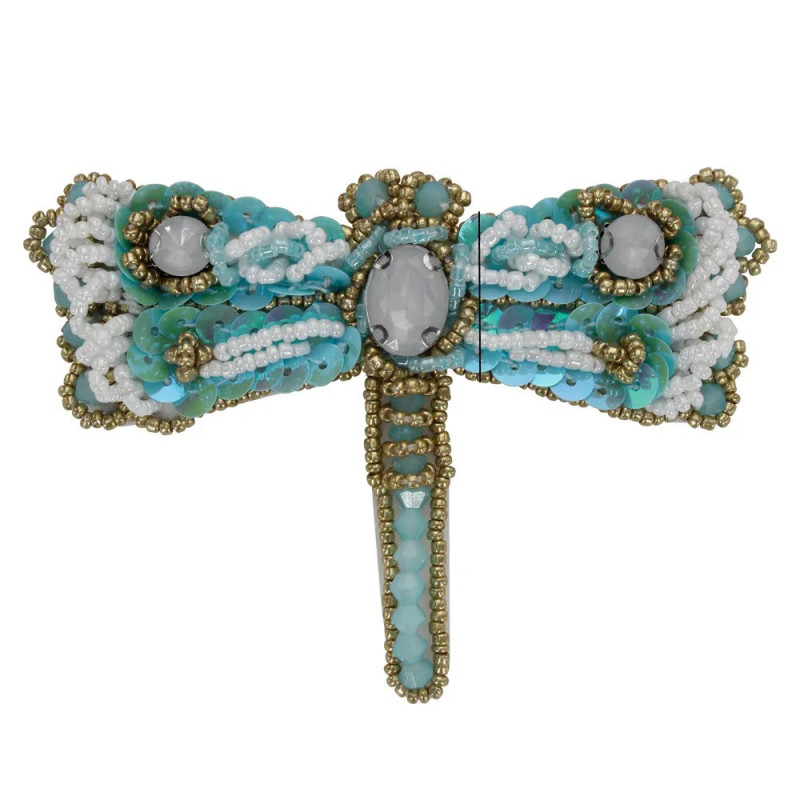Patch à coudre libellule en strass bleu ciel - 9cm x 6.8cm