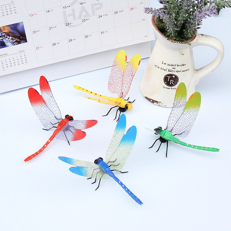 Autocollant Mural Libellules Colorées en 3D Couleurs Assorties - 14cm - Lot de 5 pièces