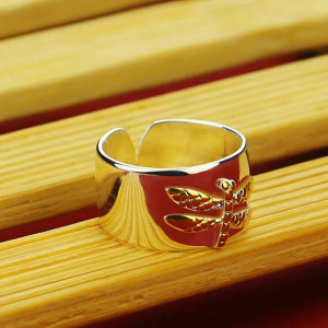 Vue de côté Bague Libéllule Dorée en Argent Sterling 925
