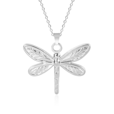 Collier Pendentif Libellule Métamorphose Lumineuse couleur Argent