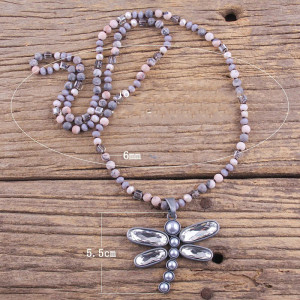 Dimensions Collier Pendentif Libellule Boho Éclats Miroitants