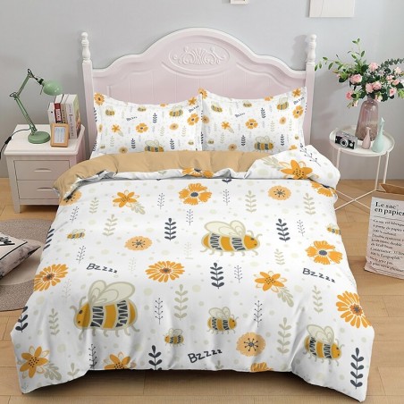 Housse de couette imprimée dessin abeille - modele 1