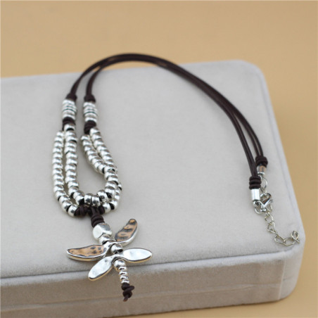 Vue générale Collier Pendentif Libellule Aurore Boréale