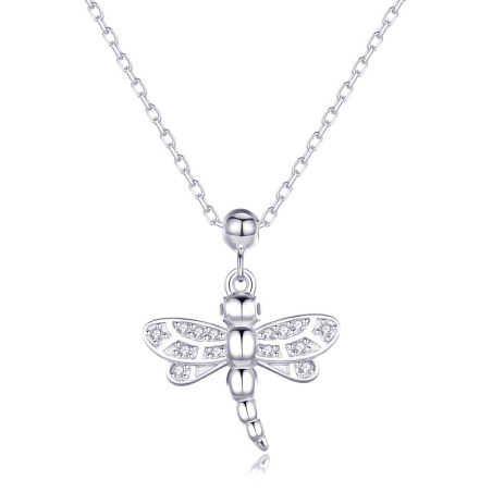 Collier Pendentif Libellule Éclat Solitaire couleur Argent