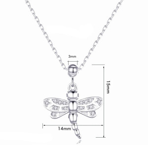 Dimensions Collier Pendentif Libellule Éclat Solitaire couleur