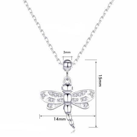 Dimensions Collier Pendentif Libellule Éclat Solitaire couleur