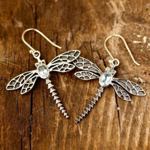 Boucles d'Oreilles Libellule Éclat de Cristal