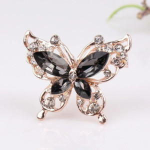 Broche Papillon Valse Améthyste Couleur Noir