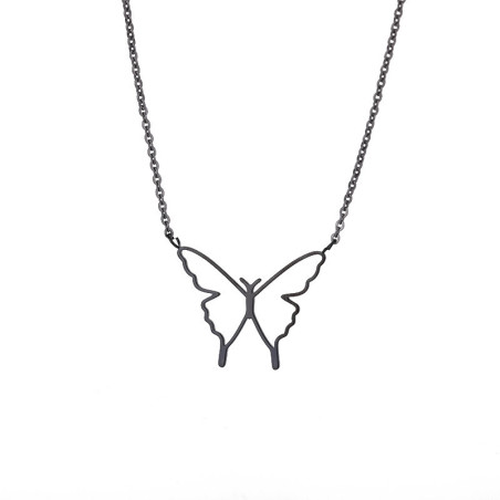 Collier Pendentif Papillon Minimaliste Noir