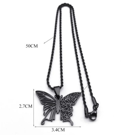 Dimensions du Collier Papillon Gothique 'Rosée Nocturne"