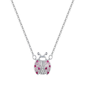 Ensemble Collier Coccinelle et Boucles d'Oreilles Coccinelle en Argent Sterling 925 Pendent