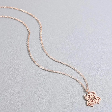 Vue générale Collier Pendentif Coccinelle "Élégance Naturelle Couleur Rose or