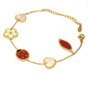 Bracelet Coccinelle "Fleur de Fortune" - plaqué Or 18 Carats