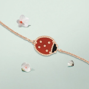 Vue générale Bracelet Coccinelle Fleur de Jardin - Argent Sterling Plaqué or Rose