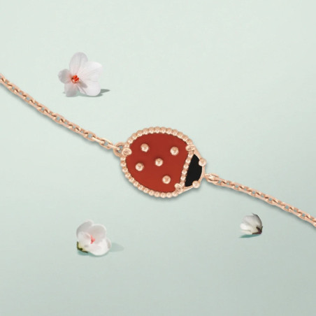 Vue générale Bracelet Coccinelle Fleur de Jardin - Argent Sterling Plaqué or Rose
