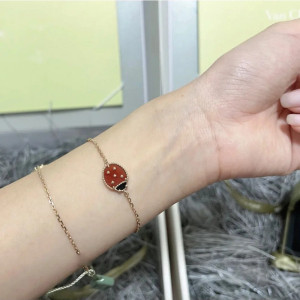 Vue Portée Bracelet Coccinelle Fleur de Jardin - Argent Sterling Plaqué or Rose