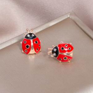 Boucles d'Oreilles Coccinelle en Alliage de Zinc