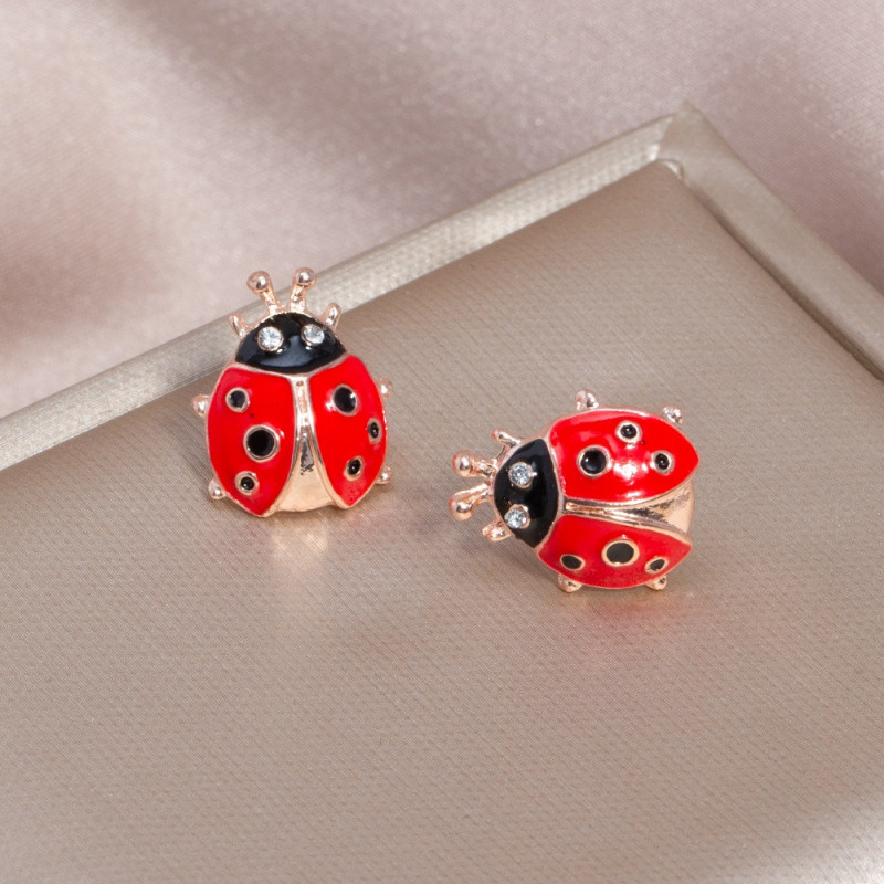 Boucles d'Oreilles Coccinelle en Alliage de Zinc