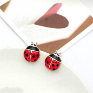 Avant Boucles d'Oreilles Coccinelle Rouge et Noire