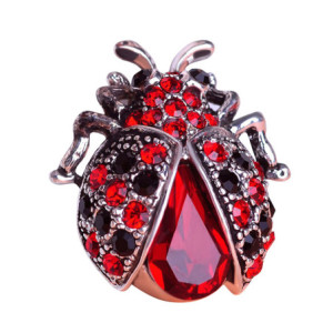 Broche Coccinelle en Strass "Rubis de Minuit"