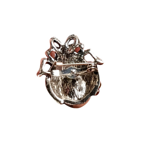 Vue Arrière Broche Coccinelle en Strass "Rubis de Minuit"