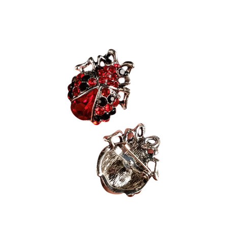 Vue générale Broche Coccinelle en Strass "Rubis de Minuit"