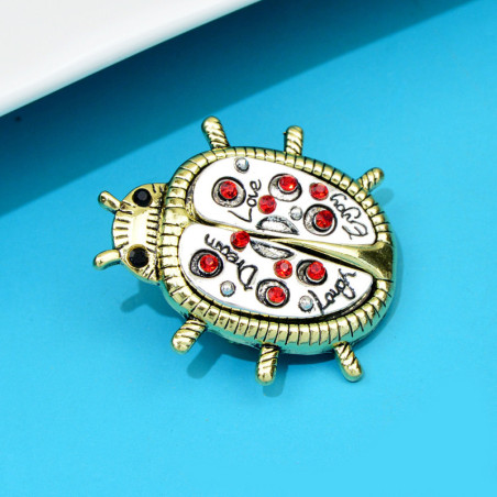 Vue générale Broche Coccinelle Design "Mantra de Bonheur"