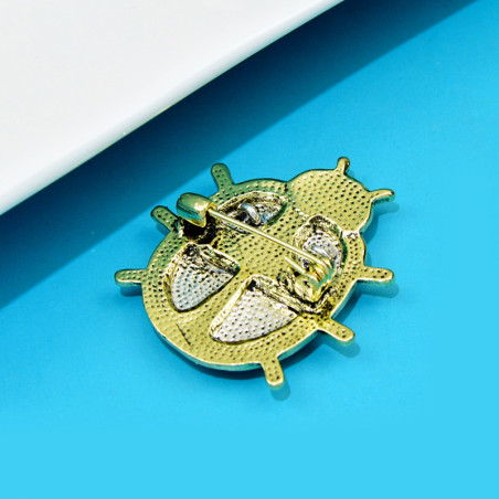 Vue Arrière Broche Coccinelle Design "Mantra de Bonheur"