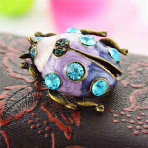 Avant Broche Coccinelle Précieuse Couleur Violet