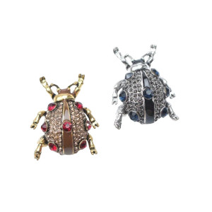 Dimensions Broche Coccinelle Scintillante en Rouge Passion et Bleu Mystère