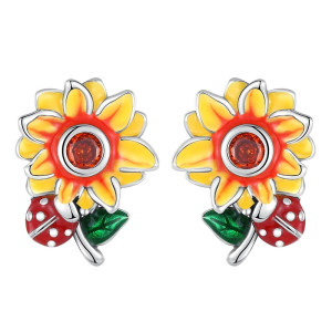 Boucles d'Oreilles Coccinelle Argent Sterling 925