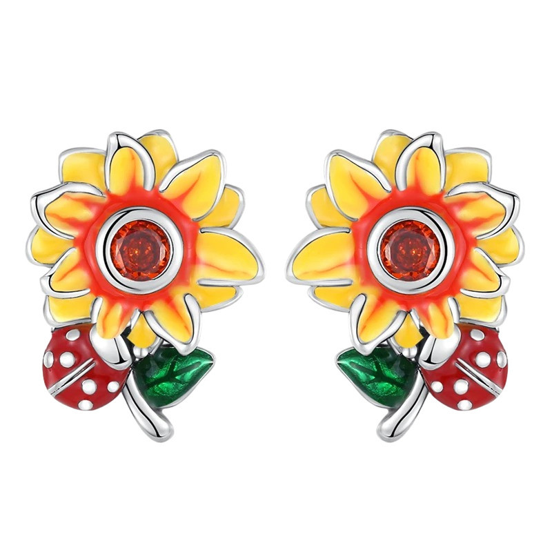 Boucles d'Oreilles Coccinelle Argent Sterling 925