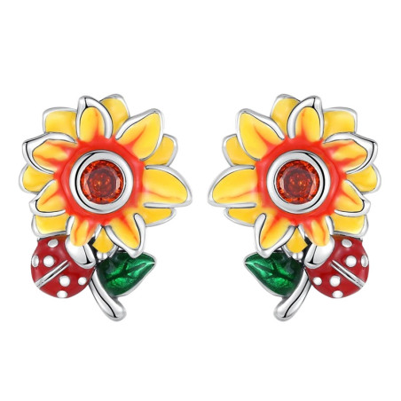 Boucles d'Oreilles Coccinelle Argent Sterling 925