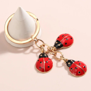 Porte-clés Coccinelle Perles de Rosée Couleur Rouge